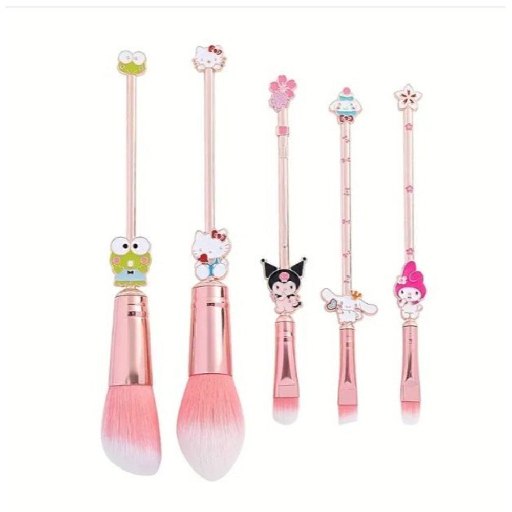 NEW! 5pcs Hello Kitty and Friends Makeup Brush w/ Metal Handles & Travel Case!